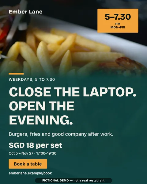 Out of Office, Into Flavour, a fictional Singapore after work campaign